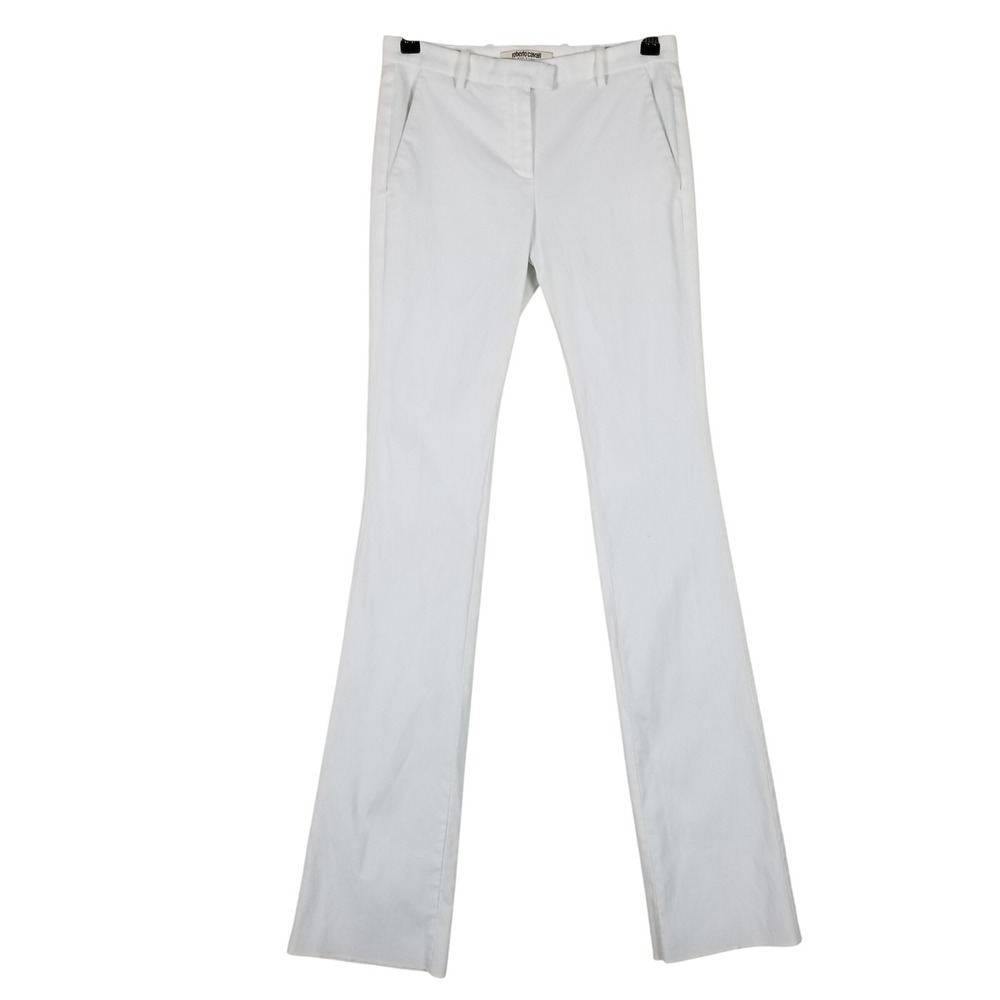 Roberto Cavalli Trousers Women IT 40 US 4 White Cotton Blend Made in Italy Slim